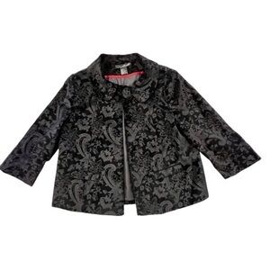 Willi Smith Black Floral Velvet One Button Jacket Dressy Formal Holiday Size MED